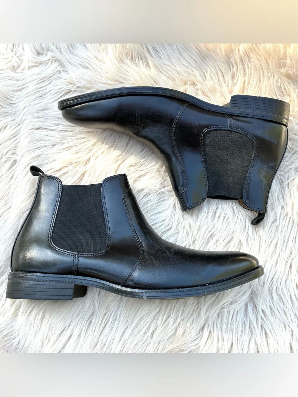Johnston & Murphy Mens Lewis Black Leather Chelsea Boots Sz 13